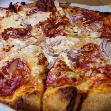 Chorizo and onion pizza from The Bus Pizza
