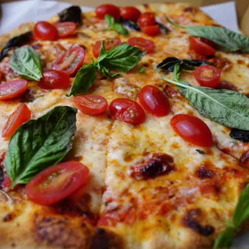Margherita pizza from The Bus Pizza